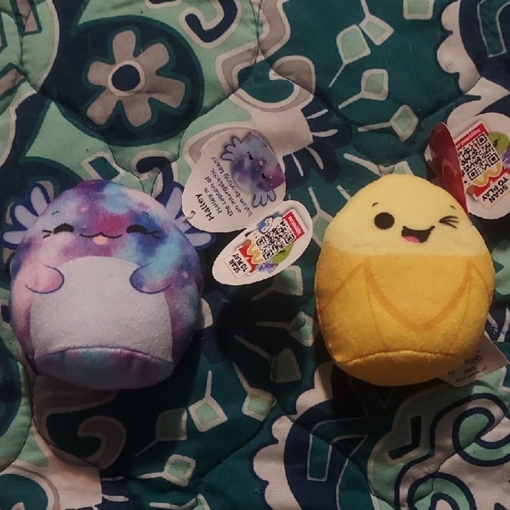 Squishmallows Tie-Dye and Yellow Plush Set McDonalds Toys HALLEY and JUNIE